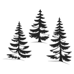 Obraz premium Elegant Fir Tree Contours: Minimal Christmas Line Art