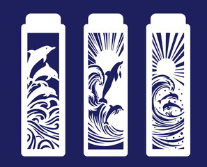  Bookmarks with Dolphins. Paper cutout. Creativity