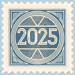 Year 2025 Stamp Vector Design 
