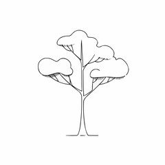 Simple line drawing of a tree with stylized branches and foliage  