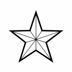 Black star icon with geometric lines in minimalist style  