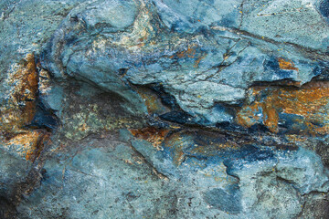 Obraz premium Bright blue rock stone texture, mineral background image 