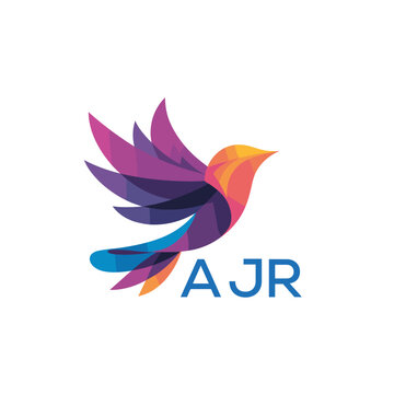 Colorful Abstract Bird Logo. AJR Letter logo. Modern Gradient Vector Illustration with AJR Text.
