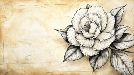 Vintage Floral Sketch on Aged Paper Background floral sketch vintage background botanical drawing ai