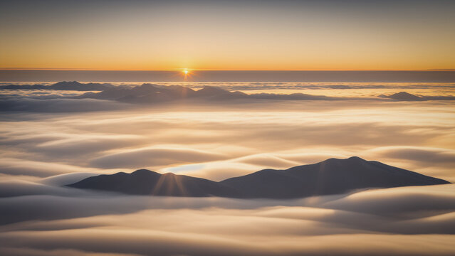 the photo captures an expansive cloud formation with a mountain range in the distance