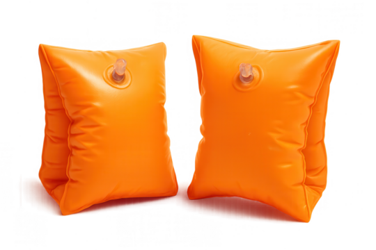Orange inflatable armbands isolated on transparent background