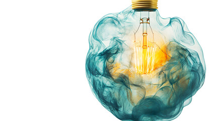 Glowing Filament Lightbulb Isolated on Tranasparent Background