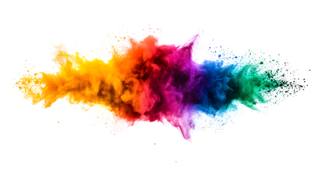 Vibrant Rainbow Explosion of Holi Paint Color Powder