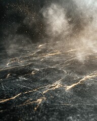 Dark Marble Background with Golden Veins and Glittering Dust Effect background dust dark gold veins