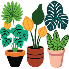 Obraz premium black and color pot plant vector art for home and office 