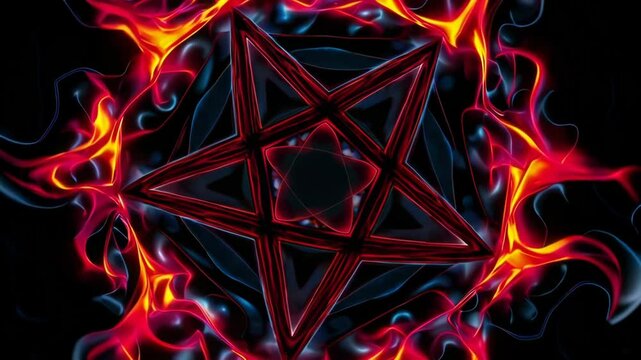 Powerful Red Pentagram with Burning Edges