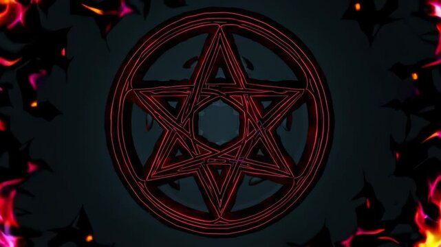 Mystical Dark Pentagram with Flames