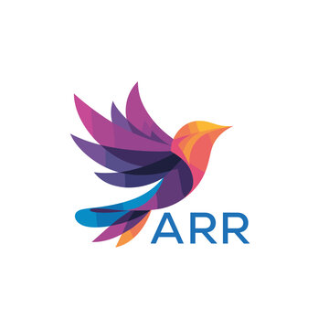 Colorful Abstract Bird Logo. ARR Letter logo. Modern Gradient Vector Illustration with ARR Text.
