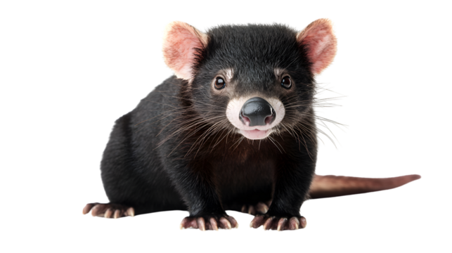 Close-up Tasmanian Devil Sitting Isolated on Tranasparent Background Image
