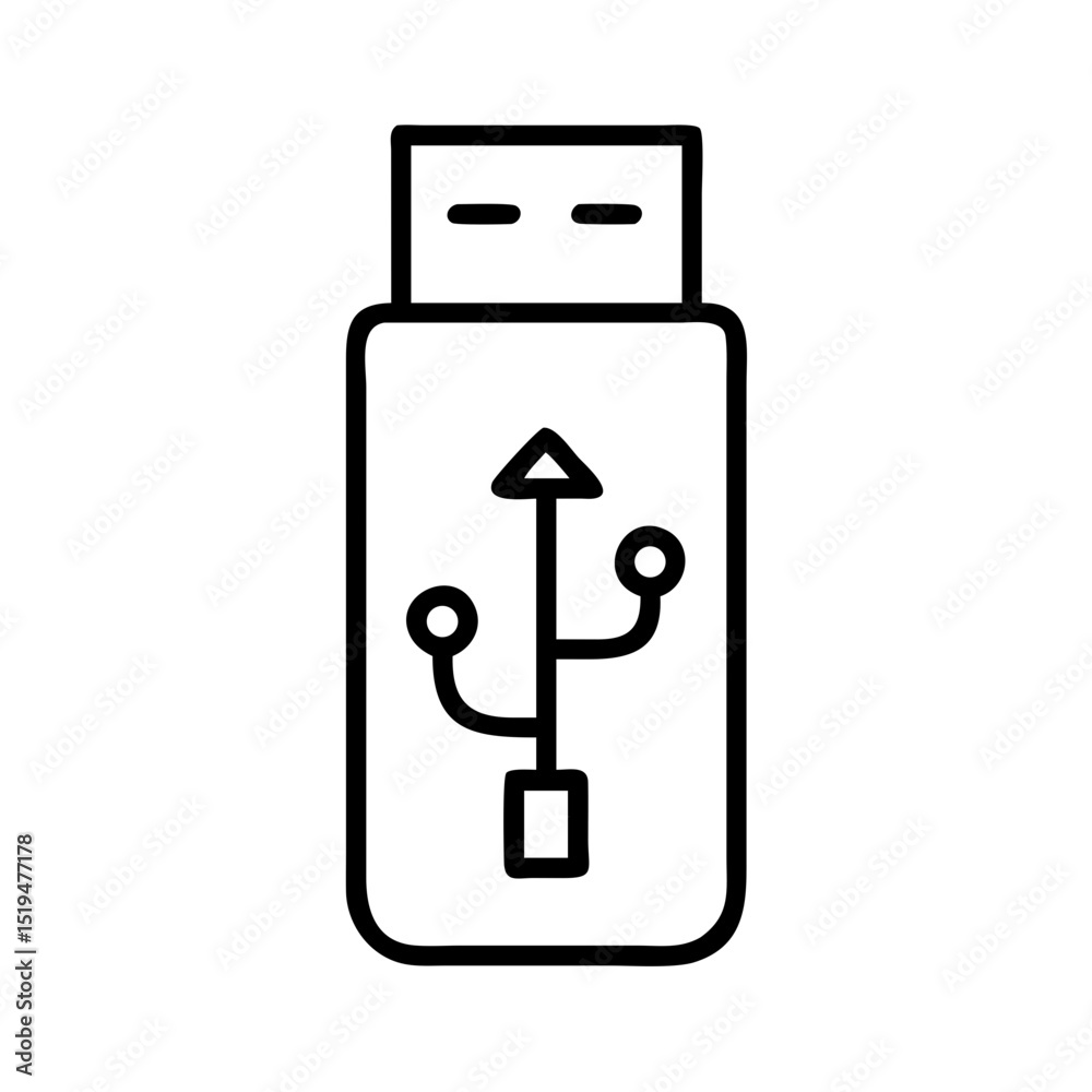 Fototapete USB flash drive with a minimalist design and clear connectivity symbol displayed on a white background