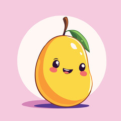Cute Mango Character – Kawaii Style Fruit Face
