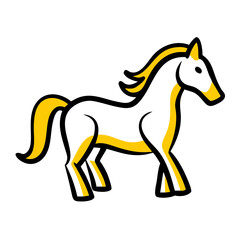 Obraz premium Cartoon horse standing confidently against a simple background with a cheerful expression, perfect for children's themes