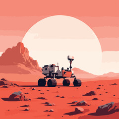 Mars Rover Silhouette – Sunset on the Red Planet  © StockStudio