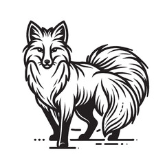 Outline Style Fox Silhouette – Vector Illustration Isolated on White Background