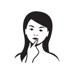 Silhouette vector of a woman in a thoughtful pose