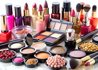 Diverse beauty product layout useful for brand launch content promo banners or cosmetic landing page visuals milkyhexddway Backgrounds news ads