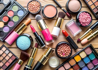 Collection of colorful cosmetics perfect for beauty tutorial thumbnails online makeup classes or digital course presentation graphics milkyhexddway Backgrounds news ads