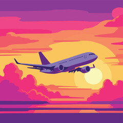 airplane in the sunset