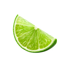Fresh green lime wedge isolated on food diet acid tart on transparent background