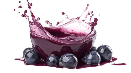 Vibrant Acai Berry Juice Splash Isolated on Tranasparent Background