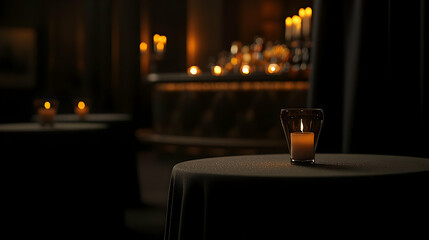 Warm Candlelit Interior Of A Night Event Space