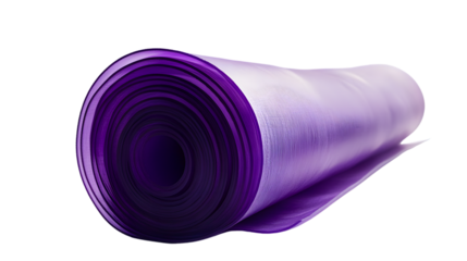 Purple Rolled Yoga Mat Isolated on Tranasparent Background - Professional Fitness Equipment for Exercise
