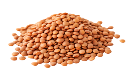 Fresh Raw Lentils Pile Isolated on Tranasparent Background for Food Photography