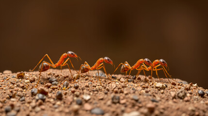 Fototapeta premium Weaver ants standing guard and protecting their territory