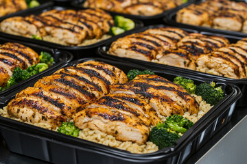 Healthy chicken and rice meal prep with vegetables for balanced diet