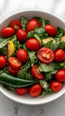 Fresh Colorful Salad in White Bowl