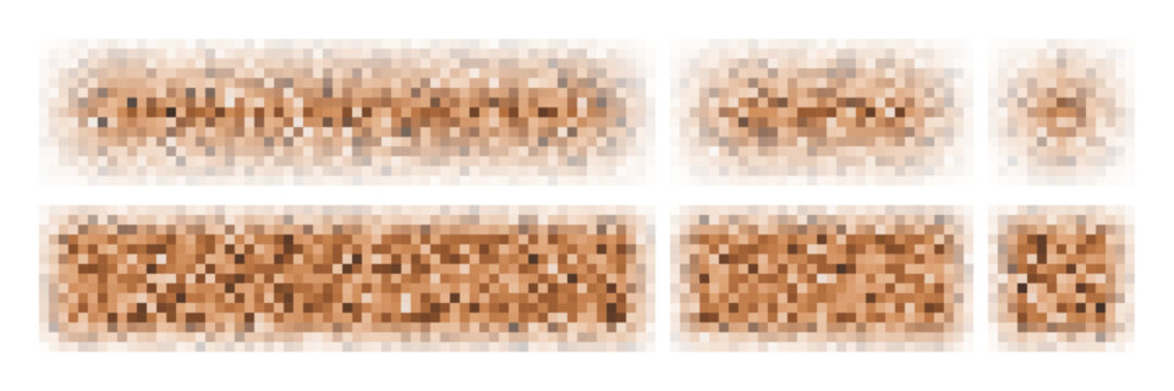 Censure image bar, blurred pixel png mosaic. People face private content box, secret word screen mask. Black white random color square rectangle, explicit forbidden image cover. Abstract video element