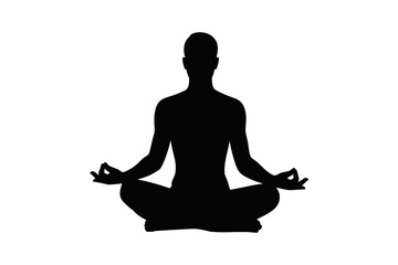 Silhouette of a person meditating in lotus position