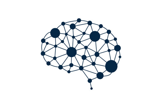 Connected brain neural network ai technology concept
