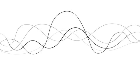 Technology abstract lines on white background. Undulate Grey Wave Swirl, frequency sound wave, twisted curve lines with blend effect	