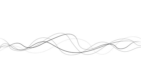 Technology abstract lines on white background. Undulate Grey Wave Swirl, frequency sound wave, twisted curve lines with blend effect	