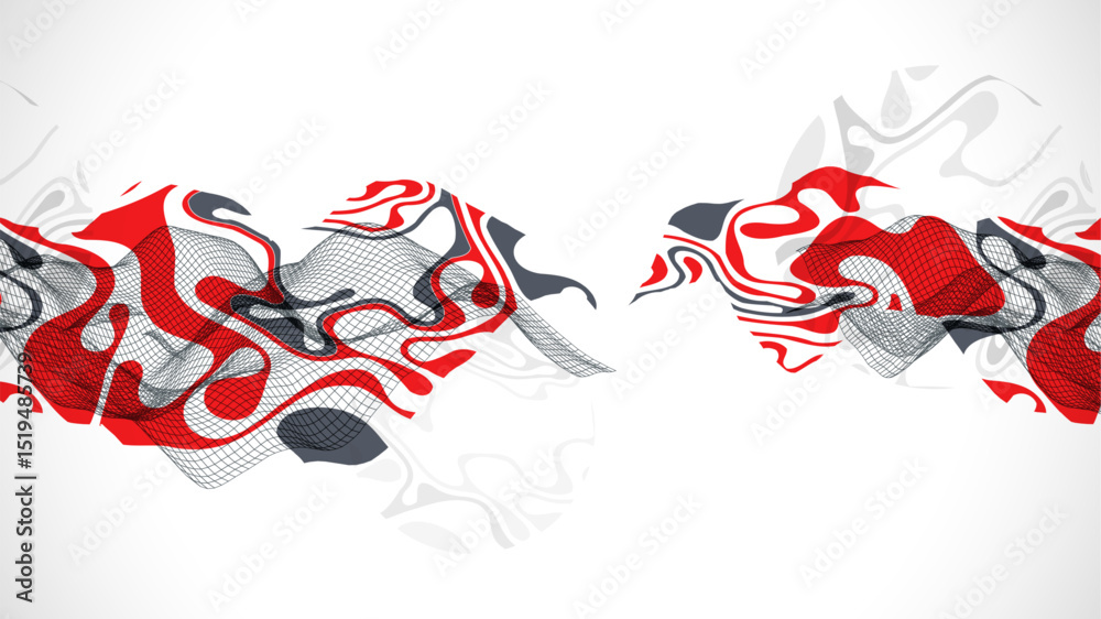 Fototapete The abstract wave is made in a frame style. Template for science and technology presentation. Vector art.