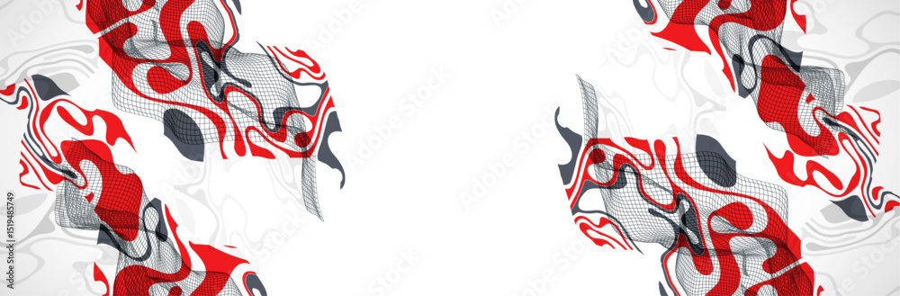 Fototapete The abstract wave is made in a frame style. Template for science and technology presentation. Vector art.