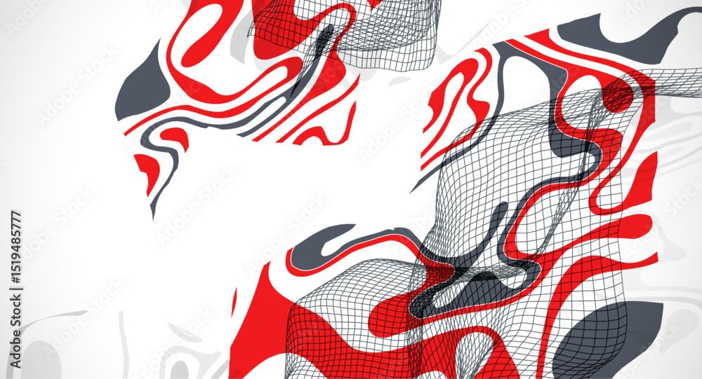 Poster The abstract wave is made in a frame style. Template for science and technology presentation. Vector art.
