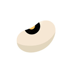 Single Black-Eyed Pea Icon. A simple, clean, and distinct vector icon of a single black-eyed pea, characterized by its creamy white color and prominent black "eye" or hilum