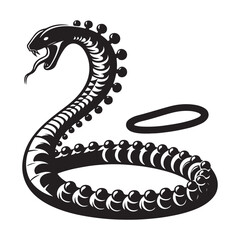 Stylized Venomous Snake Illustration Black and White Vector Art