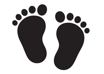 baby feet logo silhouette vector, baby foot logo icon vector silhouette, foot print vector illustration logo, silhouette of baby footprints icon vector silhouette design on white background