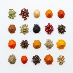 Detailed Spice Symphony: A Close-Up Flat Lay of Colorful Aromatics