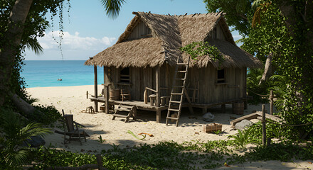 Secluded Tropical Beach Hut
