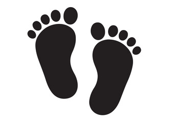 baby feet logo silhouette vector, baby foot logo icon vector silhouette, foot print vector illustration logo, silhouette of baby footprints icon vector silhouette design on white background