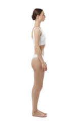 Fototapeta premium Woman wearing beautiful underwear on white background